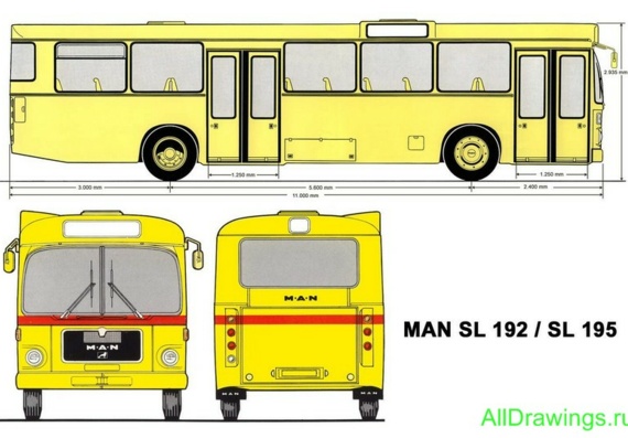 MAN Sl 192-sl 195 (1980) truck drawings (figures)